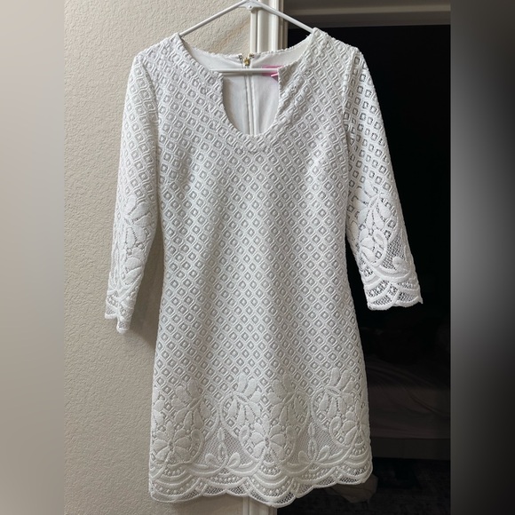 Lilly Pulitzer Dresses & Skirts - Lilly Pulitzer White 3/4 length Sleeve Lace Dress